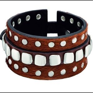 UNOde50 “Tainted” Fur & Silver Studded Bracelet